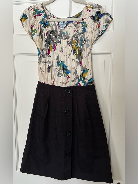 Anthropologie Dresses & Skirts - Anthropologie Tabitha sz 4 Silk Floral Bird Bodice, Lined Pencil Skirt Dress